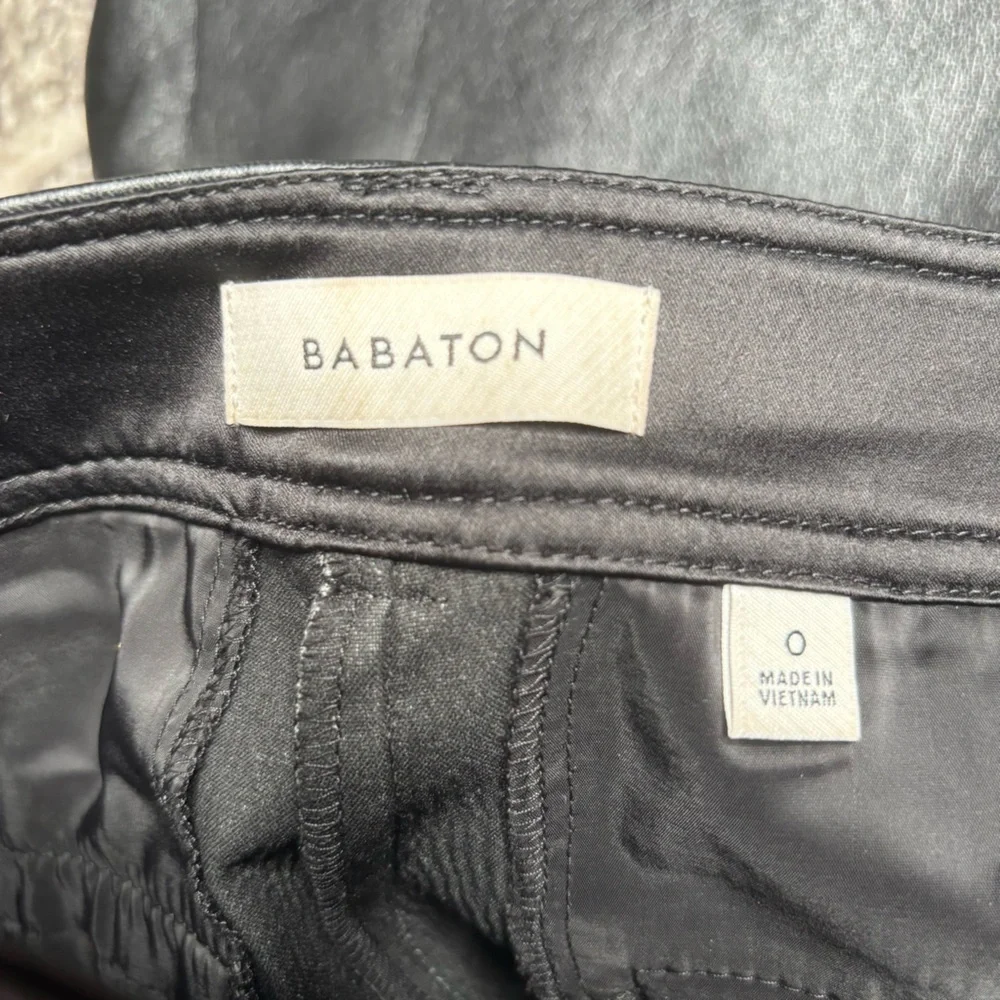 Babaton Black Faux Leather High Waisted Flare Pants Size Zero